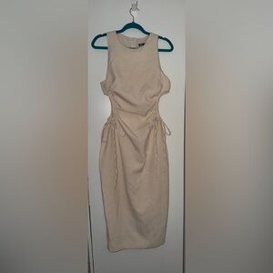Zara Neutral Beige Side-Tie Women's Dress